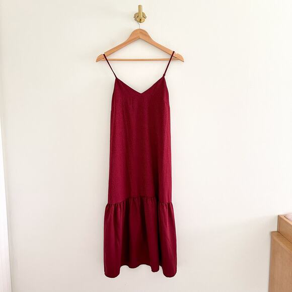 The Nines by Hatch Sleeveless Tiered Slip Maternity Dress Red XS - Picture 2 of 9
